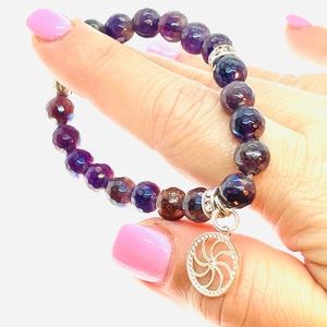 925Infinity signe purple amethyst beaded bracelet